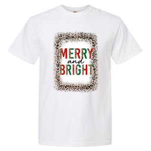 Merry And Bright Leopard Christmas Bleached Garment-Dyed Heavyweight T-Shirt