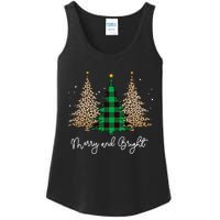 Merry And Bright Leopard Plaid Christmas Trees Ladies Essential Tank