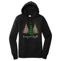 Merry And Bright Leopard Plaid Christmas Trees Women's Pullover Hoodie