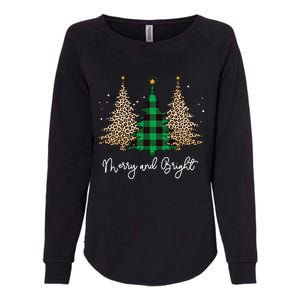 Merry And Bright Leopard Plaid Christmas Trees Womens California Wash Sweatshirt