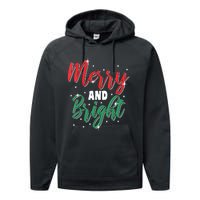 Merry And Bright Amazing Xmas Funny Family Christmas Holiday Vneck Performance Fleece Hoodie