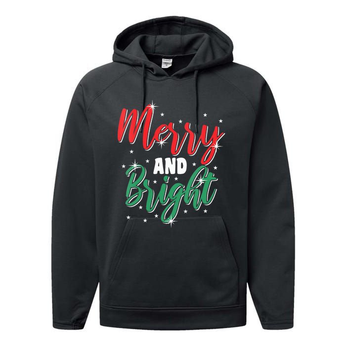 Merry And Bright Amazing Xmas Funny Family Christmas Holiday Vneck Performance Fleece Hoodie