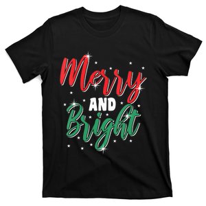 Merry And Bright Amazing Xmas Funny Family Christmas Holiday Vneck T-Shirt