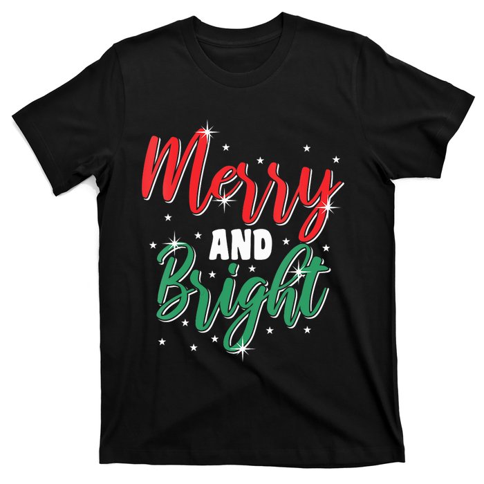 Merry And Bright Amazing Xmas Funny Family Christmas Holiday Vneck T-Shirt