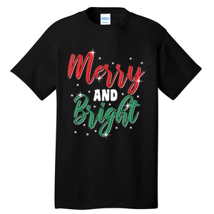 Merry And Bright Amazing Xmas Funny Family Christmas Holiday Vneck Tall T-Shirt