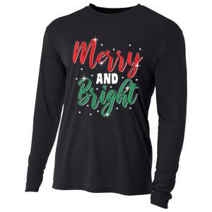 Merry And Bright Amazing Xmas Funny Family Christmas Holiday Vneck Cooling Performance Long Sleeve Crew