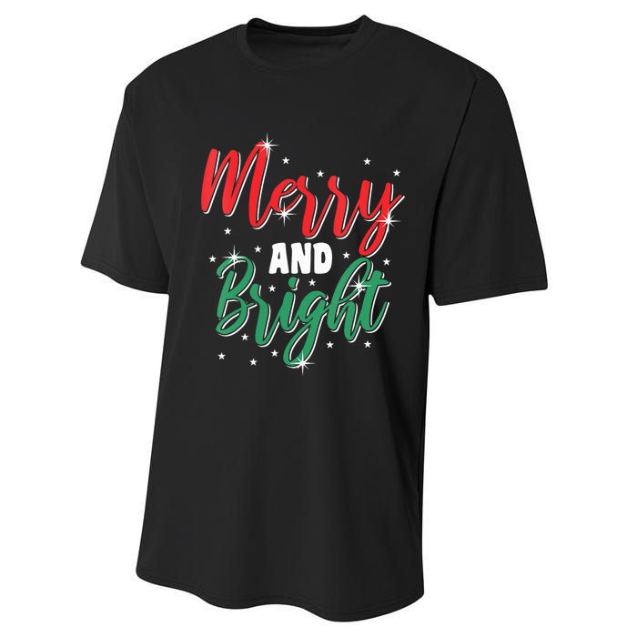 Merry And Bright Amazing Xmas Funny Family Christmas Holiday Vneck Performance Sprint T-Shirt