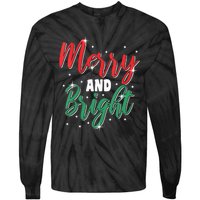 Merry And Bright Amazing Xmas Funny Family Christmas Holiday Vneck Tie-Dye Long Sleeve Shirt