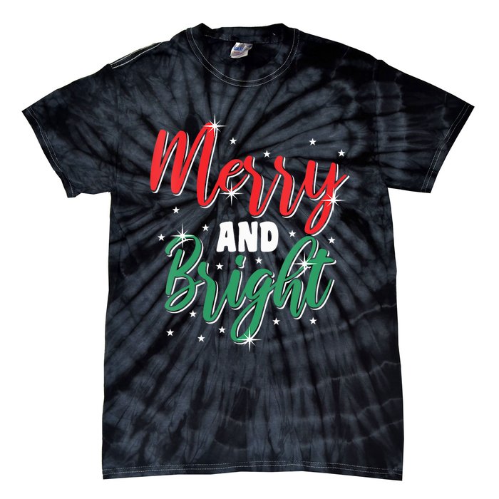 Merry And Bright Amazing Xmas Funny Family Christmas Holiday Vneck Tie-Dye T-Shirt