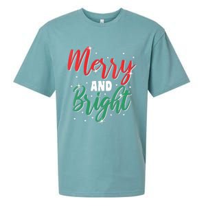 Merry And Bright Amazing Xmas Funny Family Christmas Holiday Vneck Sueded Cloud Jersey T-Shirt