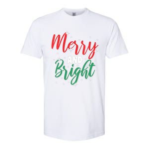 Merry And Bright Amazing Xmas Funny Family Christmas Holiday Vneck Softstyle CVC T-Shirt