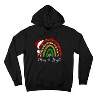 Merry And Bright Leopard Rainbow Christmas Funny Santa Hat Hoodie