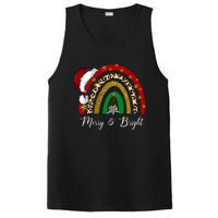 Merry And Bright Leopard Rainbow Christmas Funny Santa Hat PosiCharge Competitor Tank