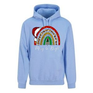 Merry And Bright Leopard Rainbow Christmas Funny Santa Hat Unisex Surf Hoodie