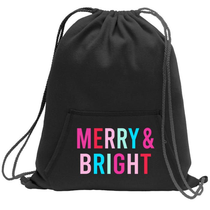 Merry And Bright Matching Mother Daughter Christmas Outfits Sweatshirt Cinch Pack Bag