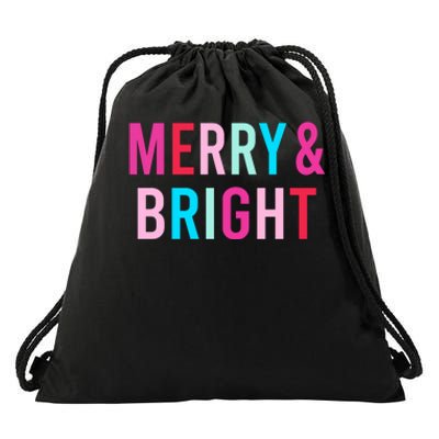 Merry And Bright Matching Mother Daughter Christmas Outfits Drawstring Bag