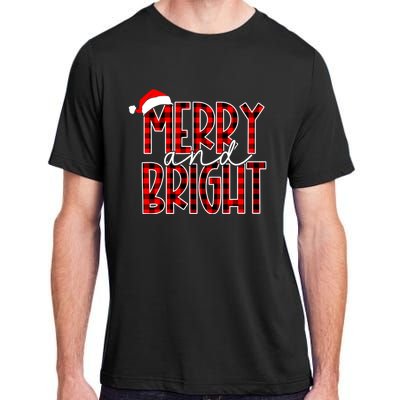 Merry And Bright Buffalo Plaid Red Santa Hat Christmas Xmas Adult ChromaSoft Performance T-Shirt