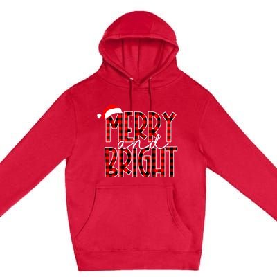 Merry And Bright Buffalo Plaid Red Santa Hat Christmas Xmas Premium Pullover Hoodie