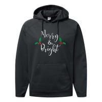 Merry And Bright Christmas Vneck Performance Fleece Hoodie