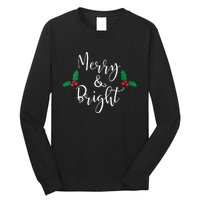 Merry And Bright Christmas Vneck Long Sleeve Shirt