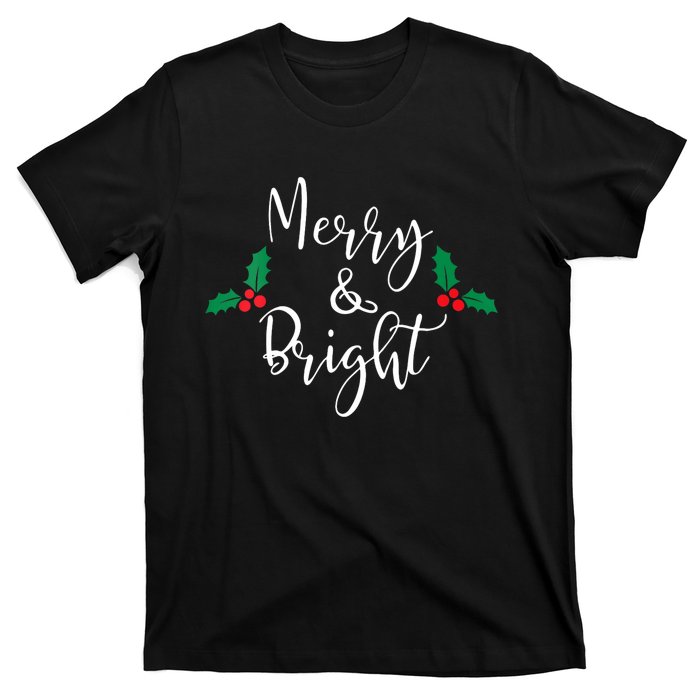 Merry And Bright Christmas Vneck T-Shirt