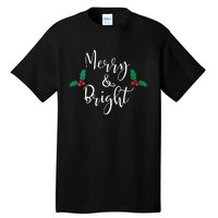 Merry And Bright Christmas Vneck Tall T-Shirt