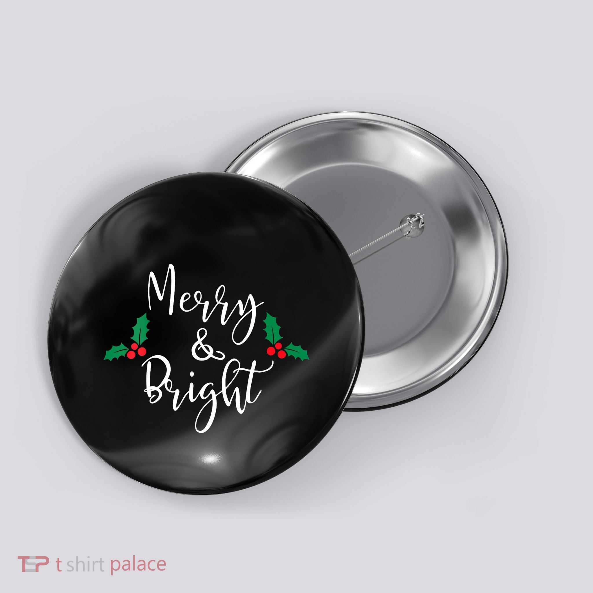 Merry And Bright Christmas Vneck Button