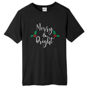 Merry And Bright Christmas Vneck Tall Fusion ChromaSoft Performance T-Shirt