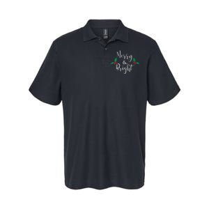 Merry And Bright Christmas Vneck Softstyle Adult Sport Polo