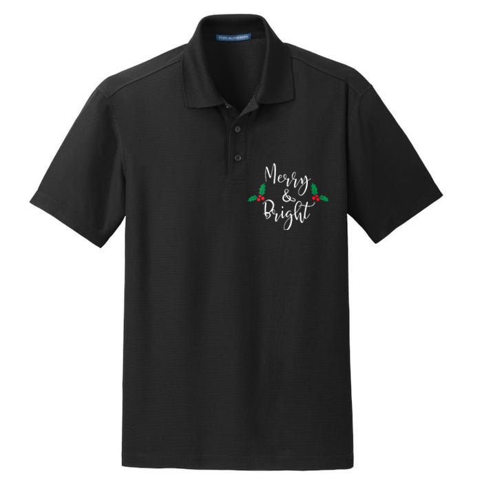 Merry And Bright Christmas Vneck Dry Zone Grid Polo