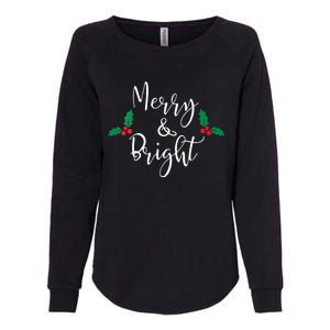 Merry And Bright Christmas Vneck Womens California Wash Sweatshirt