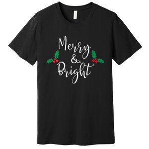 Merry And Bright Christmas Vneck Premium T-Shirt