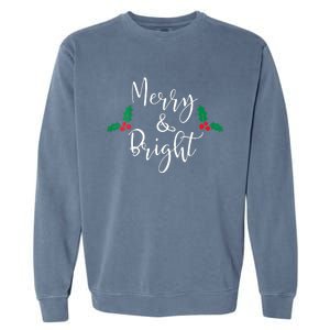 Merry And Bright Christmas Vneck Garment-Dyed Sweatshirt