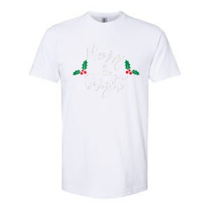 Merry And Bright Christmas Vneck Softstyle CVC T-Shirt