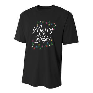 Merry And Bright Christmas Lights Xmas Holiday Family Match Youth Performance Sprint T-Shirt