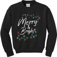 Merry And Bright Christmas Lights Xmas Holiday Family Match Kids Sweatshirt