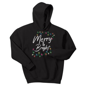 Merry And Bright Christmas Lights Xmas Holiday Family Match Kids Hoodie