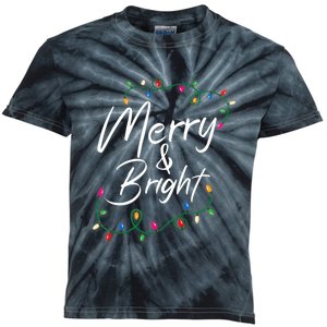 Merry And Bright Christmas Lights Xmas Holiday Family Match Kids Tie-Dye T-Shirt