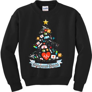 Merry And Bright Nurse Christmas Costume Kids Sweatshirt