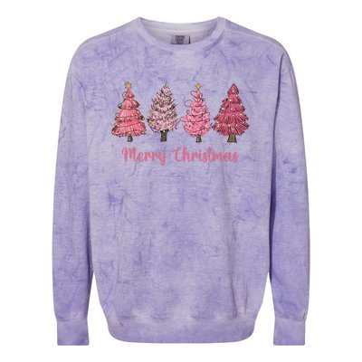 Merry And Bright Christmas Tree Christmas Tree Long Sleeve Colorblast Crewneck Sweatshirt