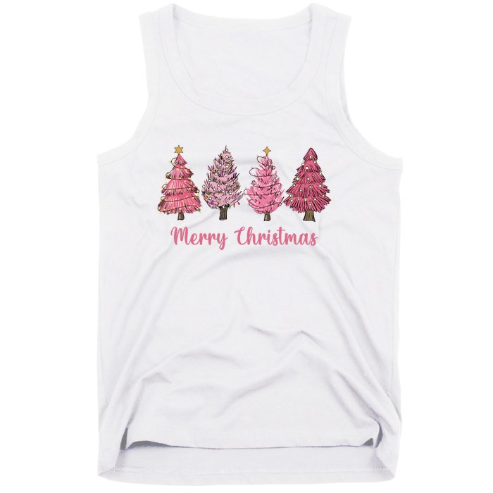 Merry And Bright Christmas Tree Christmas Tree Long Sleeve Tank Top