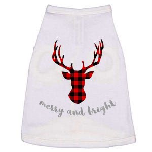 Merry And Bright Buffalo Plaid Deer Head Long Sleeved Doggie Tank