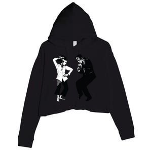 Monster And Bride Dancing Halloween Crop Fleece Hoodie