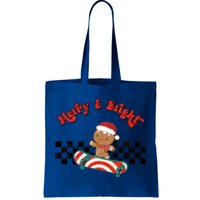 Merry And Bright Christmas Funny Skateboarding Gingerbread Gift Tote Bag