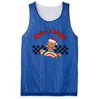 Merry And Bright Christmas Funny Skateboarding Gingerbread Gift Mesh Reversible Basketball Jersey Tank