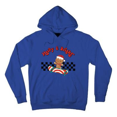 Merry And Bright Christmas Funny Skateboarding Gingerbread Gift Tall Hoodie