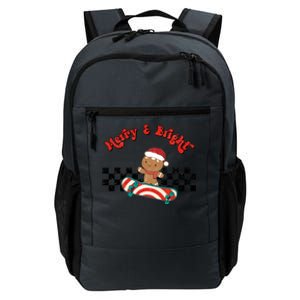 Merry And Bright Christmas Funny Skateboarding Gingerbread Gift Daily Commute Backpack