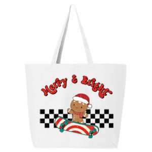 Merry And Bright Christmas Funny Skateboarding Gingerbread Gift 25L Jumbo Tote