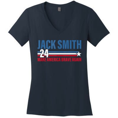 Make America Brave Again Jack Smith Fan Club 2024 Women's V-Neck T-Shirt