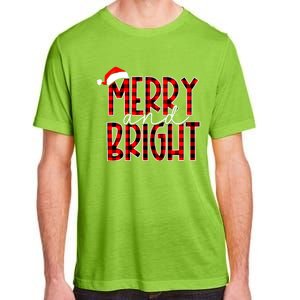 Merry And Bright Buffalo Plaid Red Santa Hat Christmas Xmas Adult ChromaSoft Performance T-Shirt